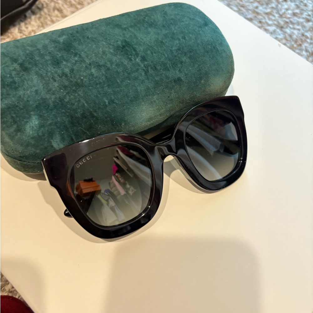 Gucci Black Sunglasses with Gold Accents